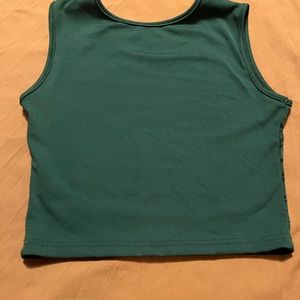 Green cropped tank with skull print on the front